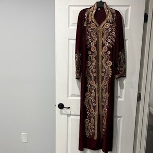 Embroidered Burgundy Dress